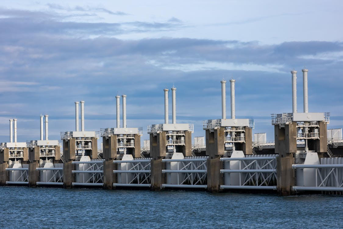 Flood barrier in Netherlands protecting coastline as countries prepare for extreme weather